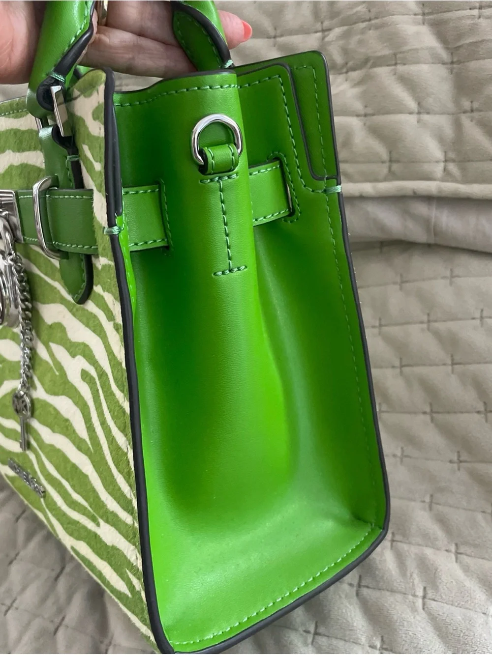 Michael Kors Lime Green calf hair and leather Satchel / crossbody